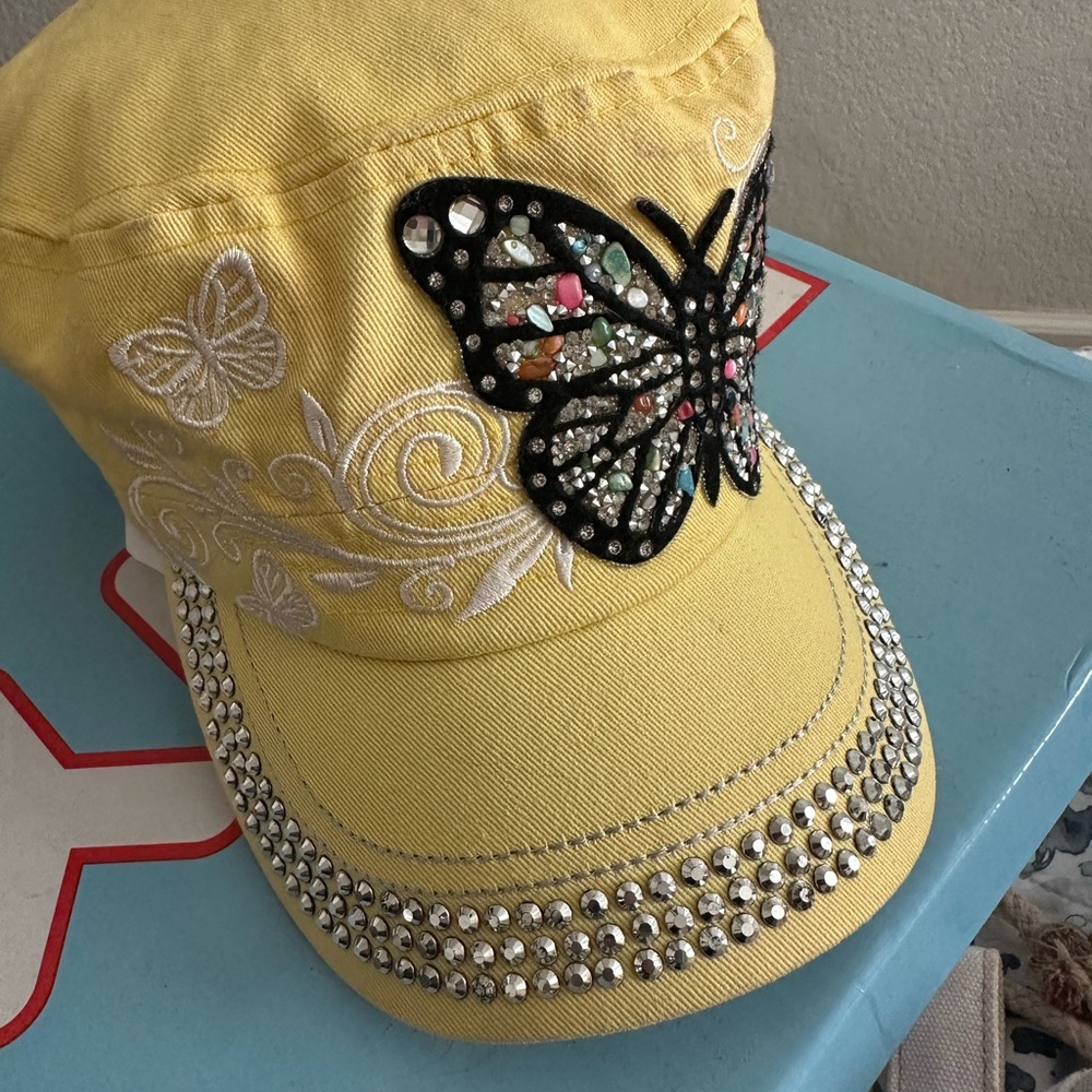 Yellow and Black Studded Butterfly Hat